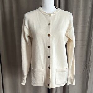 Vintage Deans of Scotland 100% Geelong Lambswool Cream Cardigan Sweater